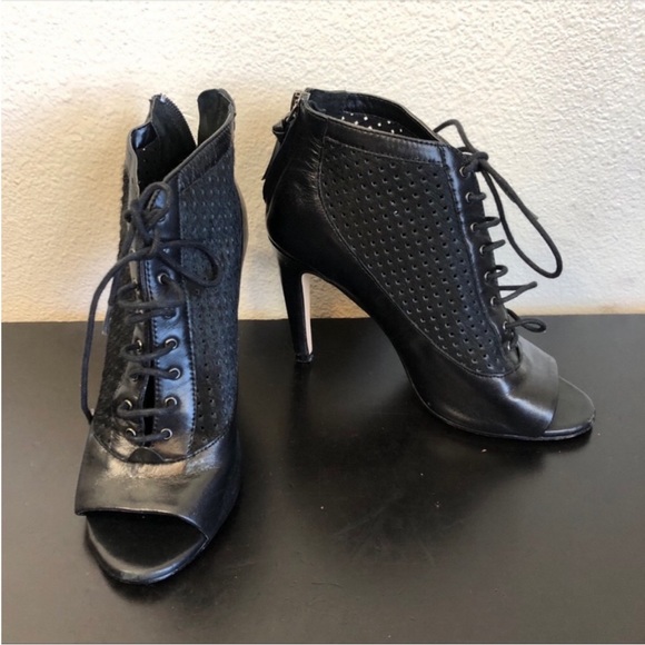 French Connection Black Faux Leather High Heels - Picture 1 of 13